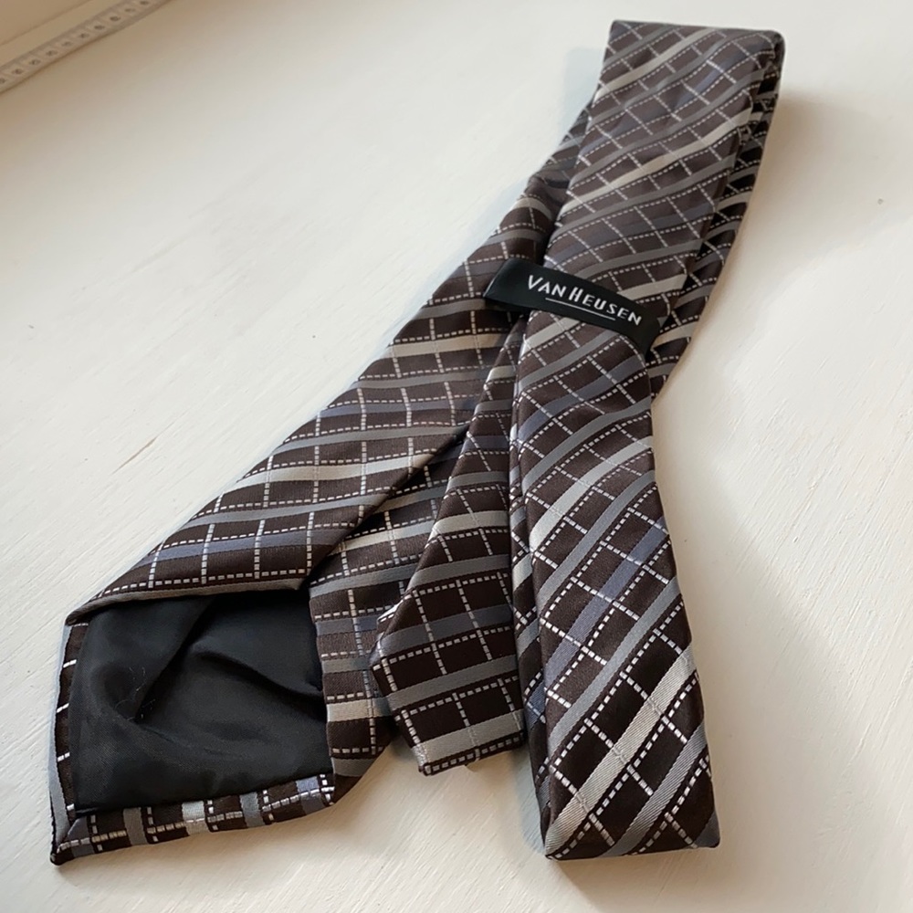 Van Heiden Brown Checkered Tie